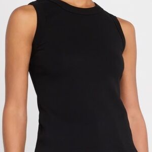 A.L.C. High Low Black Halter Sleeveless Pure Linen Top